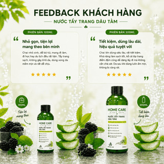 Nước Tẩy Trang Làm Sạch Sâu, Giữ Ẩm, Mềm Da Thuần Chay Cho Da Mụn Nhạy Cảm Home Care Chính Hãng