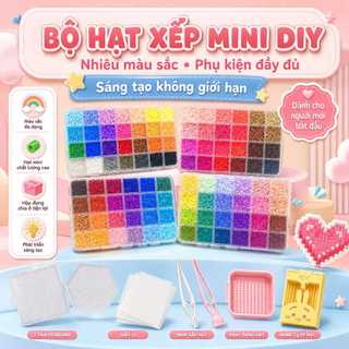 Bộ Hạt Xếp Hình DIY Cho Bé Đầy Đủ Dụng Cụ, Hạt Nhựa Nhiều Màu, Đồ Chơi Thủ Công Sáng Tạo, Dễ Làm, Phù Hợp Làm Quà Tặng