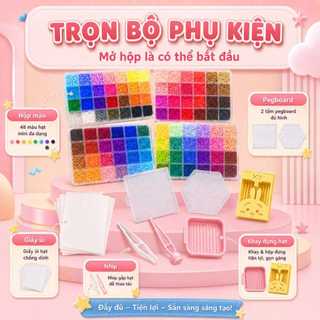Bộ Hạt Xếp Hình DIY Cho Bé Đầy Đủ Dụng Cụ, Hạt Nhựa Nhiều Màu, Đồ Chơi Thủ Công Sáng Tạo, Dễ Làm, Phù Hợp Làm Quà Tặng