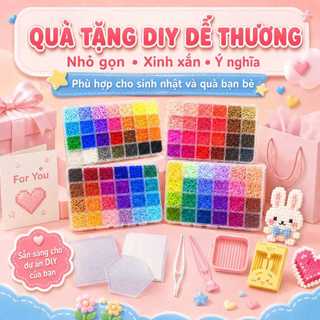 Bộ Hạt Xếp Hình DIY Cho Bé Đầy Đủ Dụng Cụ, Hạt Nhựa Nhiều Màu, Đồ Chơi Thủ Công Sáng Tạo, Dễ Làm, Phù Hợp Làm Quà Tặng