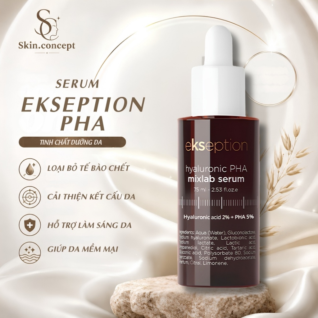 Pre-Serum Hyaluronic 2% PHA 5% EKSEPTION 75ml dưỡng ẩm da, giúp da sáng và căng mọng