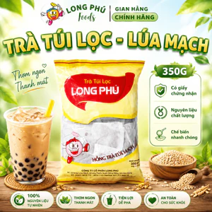 Hồng Trà Lúa Mạch LONG PHÚ gói 350gr (35gr*10) - Nguyên Liệu Trà Sữa, Vị Đậm Đà, Lưu Hương Lâu