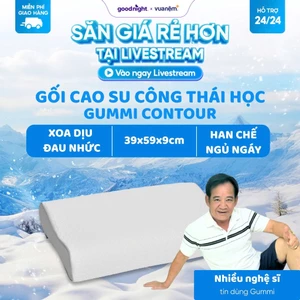 Gối cao su thiên nhiên Gummi Contour Massage 39x59cm nâng đỡ cổ vai gáy, mát mẻ thông tho