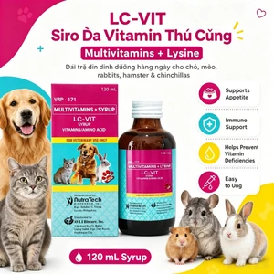 LC-Vit Multivitamin + Lysine, Vitamin Đa Dạng cho Mèo và Chó, Vitamin 120 mL Vitamin tổng hợp cho mọi giống chó.