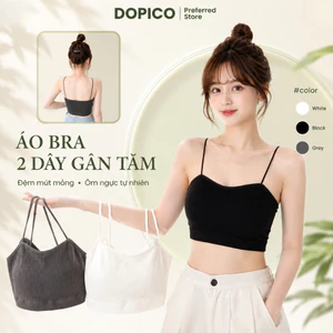 Áo bra nữ 2 dây gân tăm đệm mút mỏng ôm ngực mềm mại, thoáng mát dễ thương DOPICO B7719