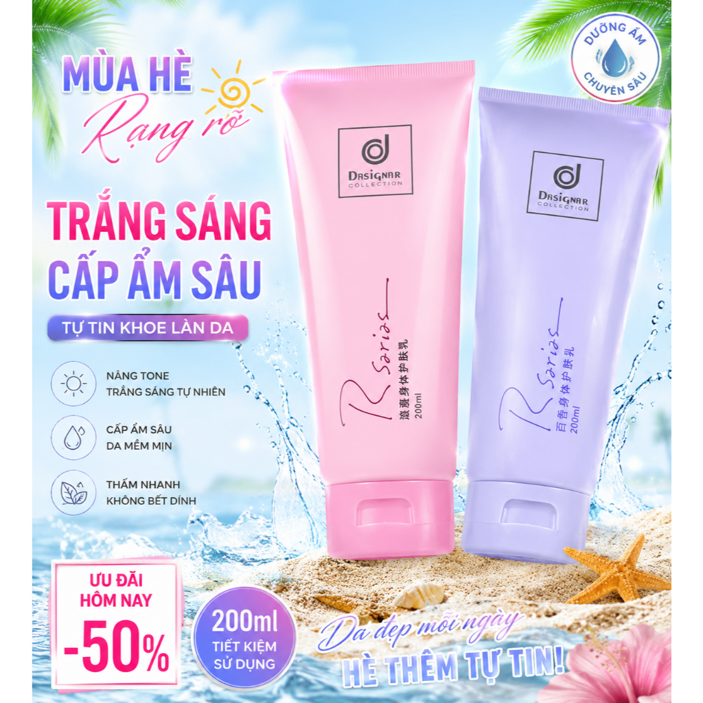 ✨ Kem dưỡng thể có hương thơm Rsarias – Cung cấp độ ẩm sâu cho làn da, giúp da mềm mịn và toát lên hương thơm quyến rũ s