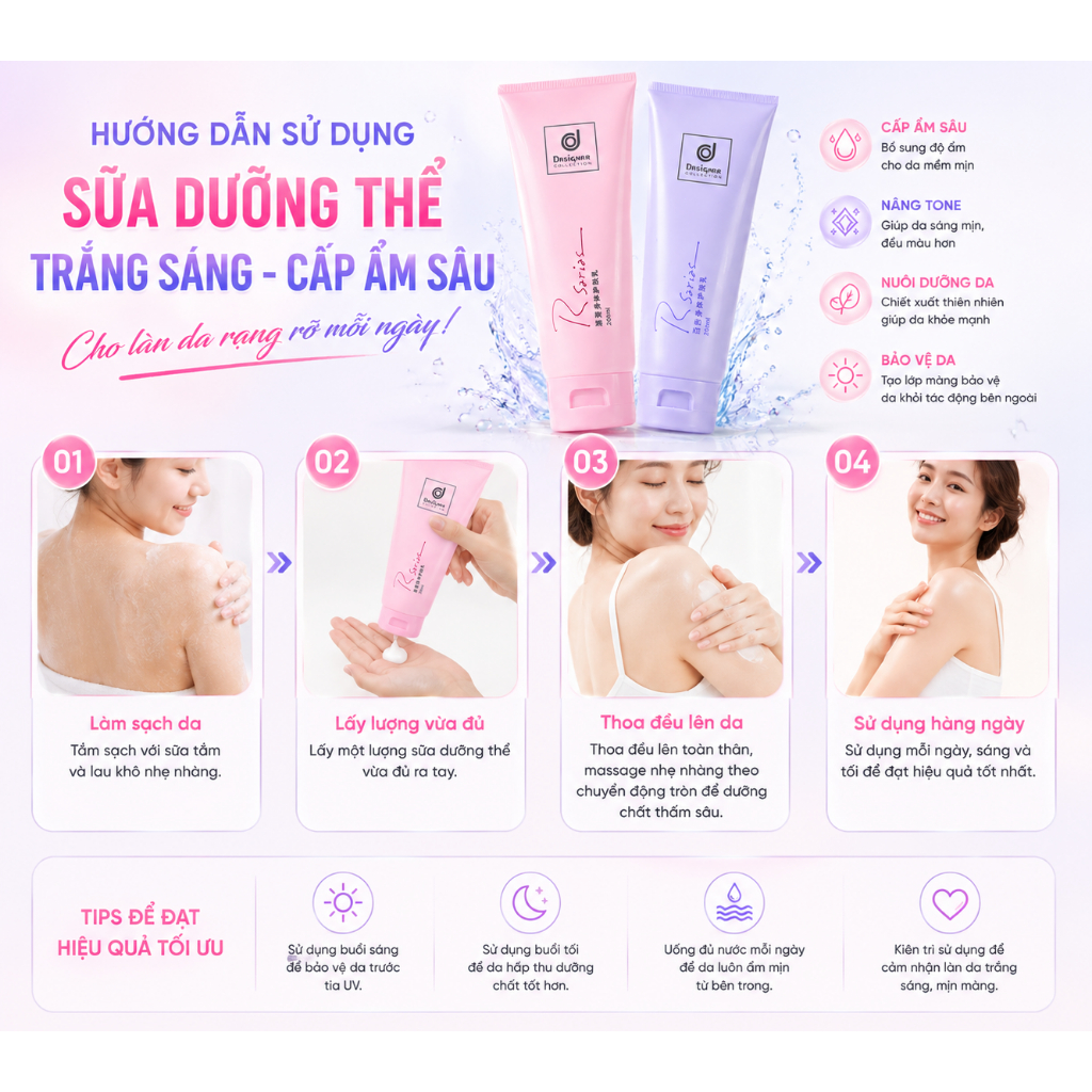 ✨ Kem dưỡng thể có hương thơm Rsarias – Cung cấp độ ẩm sâu cho làn da, giúp da mềm mịn và toát lên hương thơm quyến rũ s