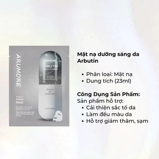Combo 10 miếng mặt nạ Arumore hỗ trợ cấp ẩm làm dịu sáng da phục hồi & làm sáng đều màu da (23ml x10)