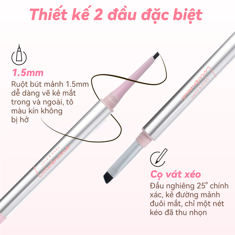 Bút Kẻ Mắt Dạng Gel Lulu&Nana Bút Kẻ Mắt 2 Đầu Siêu Mịn Đa Năng Chống Thấm Nước Nhanh Khô 10g
