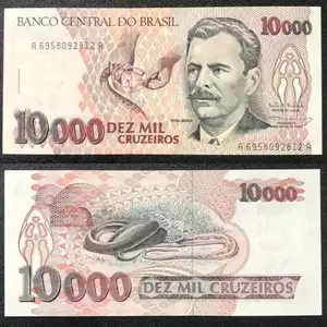 Sưu tầm Nam Mỹ xưa: 10 000 Cruzeiros - Brazil 1991 Mới