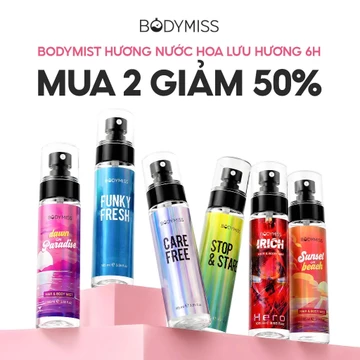 Body Mist Nam Nữ Bodymist Xịt Thơm Hương Nước Hoa Unisex Lưu Hương Lâu BODYMISS
