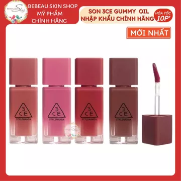 Son Tint Bóng 3CE Gummy Oil Nhẹ Môi Căng Bóng Dưỡng Ẩm 4g Nhập Khẩu Chính Hãng - Bebeau