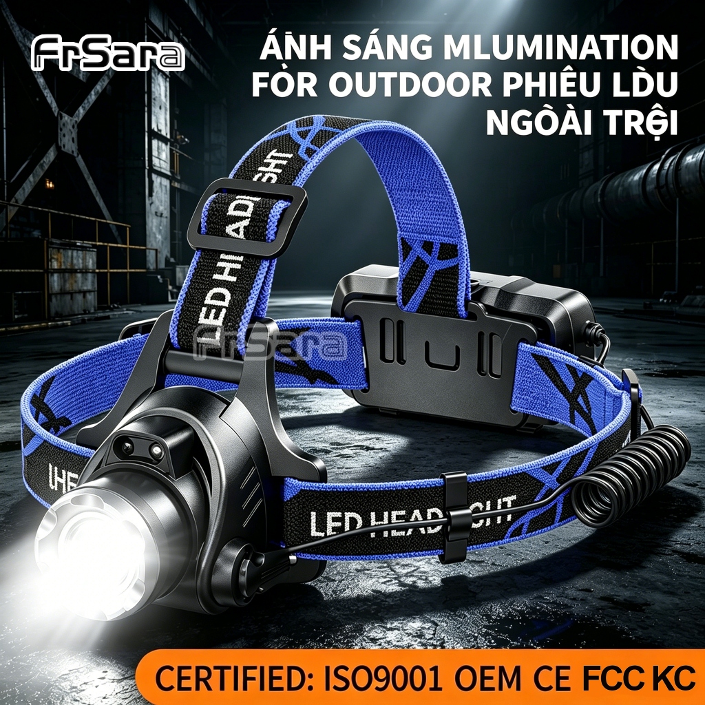 100-200M Đèn đội đầu Đèn Pin Đội Đầu Tích Hợp Sạc Pin ,đèn đeo trán Zoom xa gần,cảm biến vẫy tay siêu sáng chiếu xa