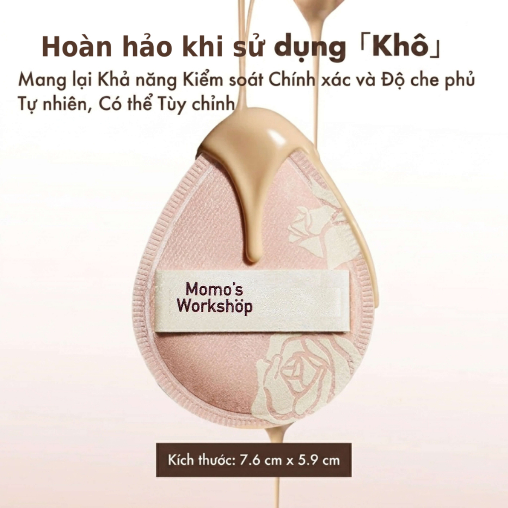 [Livestream Hannah] Combo Bông Mút Trang Điểm Cao Cấp Momo's Workshop Rosy Reverie Airy Mallow Puff - Rosy Drop