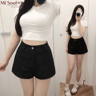 Quần Short Kaki Bigsize Cạp Cao Dáng A, Quần Đùi Nữ Basic Tôn Dáng Che Bụng Misoul 563
