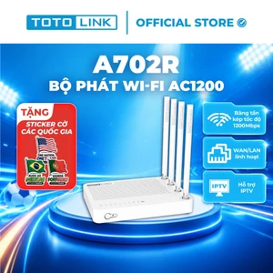 Bộ phát Wi-Fi TOTOLINK A702R V4 - Router Wi-Fi 5 băng tần kép chuẩn AC 1200Mbps