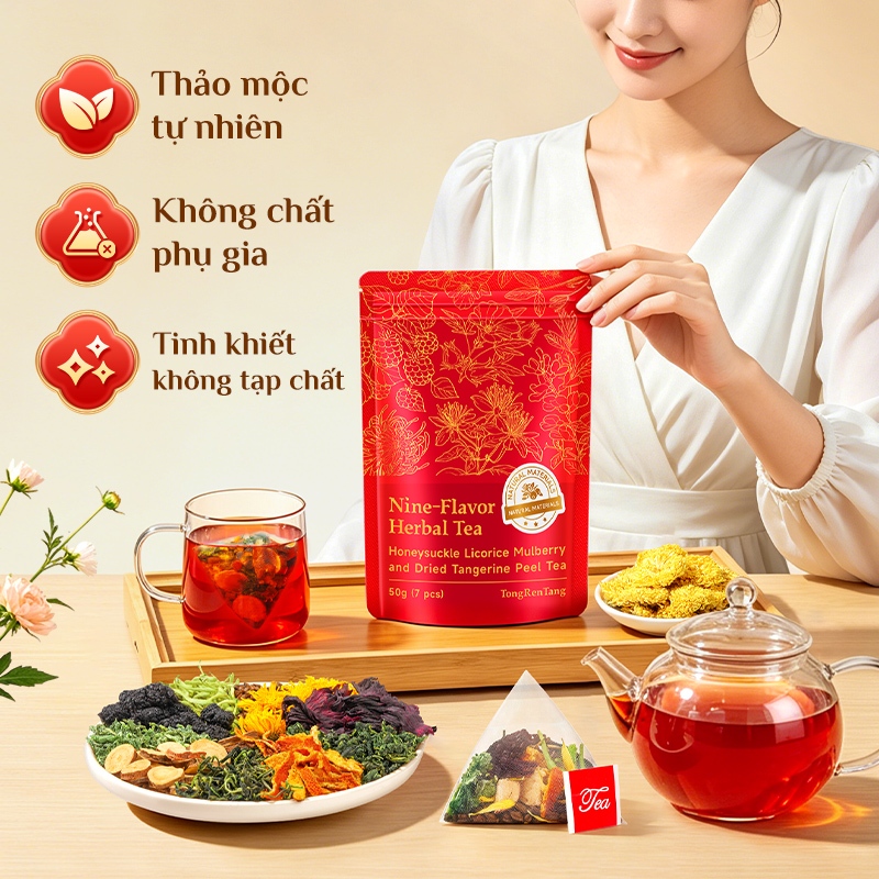 Trà Thảo Mộc Dưỡng Tâm 105 Túi Lọc–An Thần, Ngủ Ngon Sâu, Giảm Căng Thẳng, Mát Gan, Thanh Lọc Cơ Thể