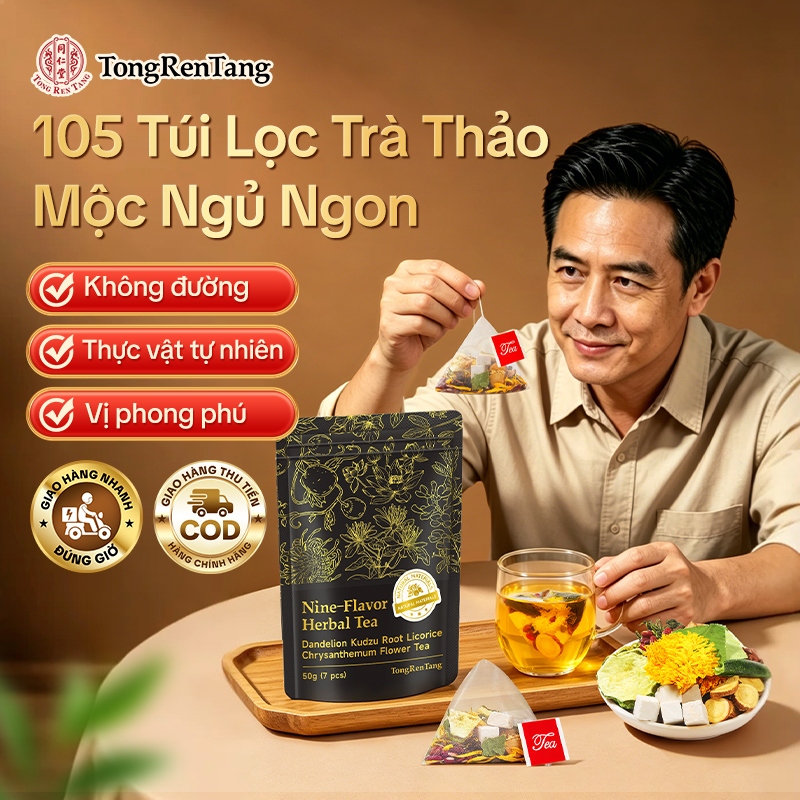 105 Túi Lọc Trà Thảo Mộc Ngủ Ngon–An Thần Ngủ Ngon, Mát Gan, Thanh Lọc Cơ Thể, Hỗ Trợ Sức Khỏe