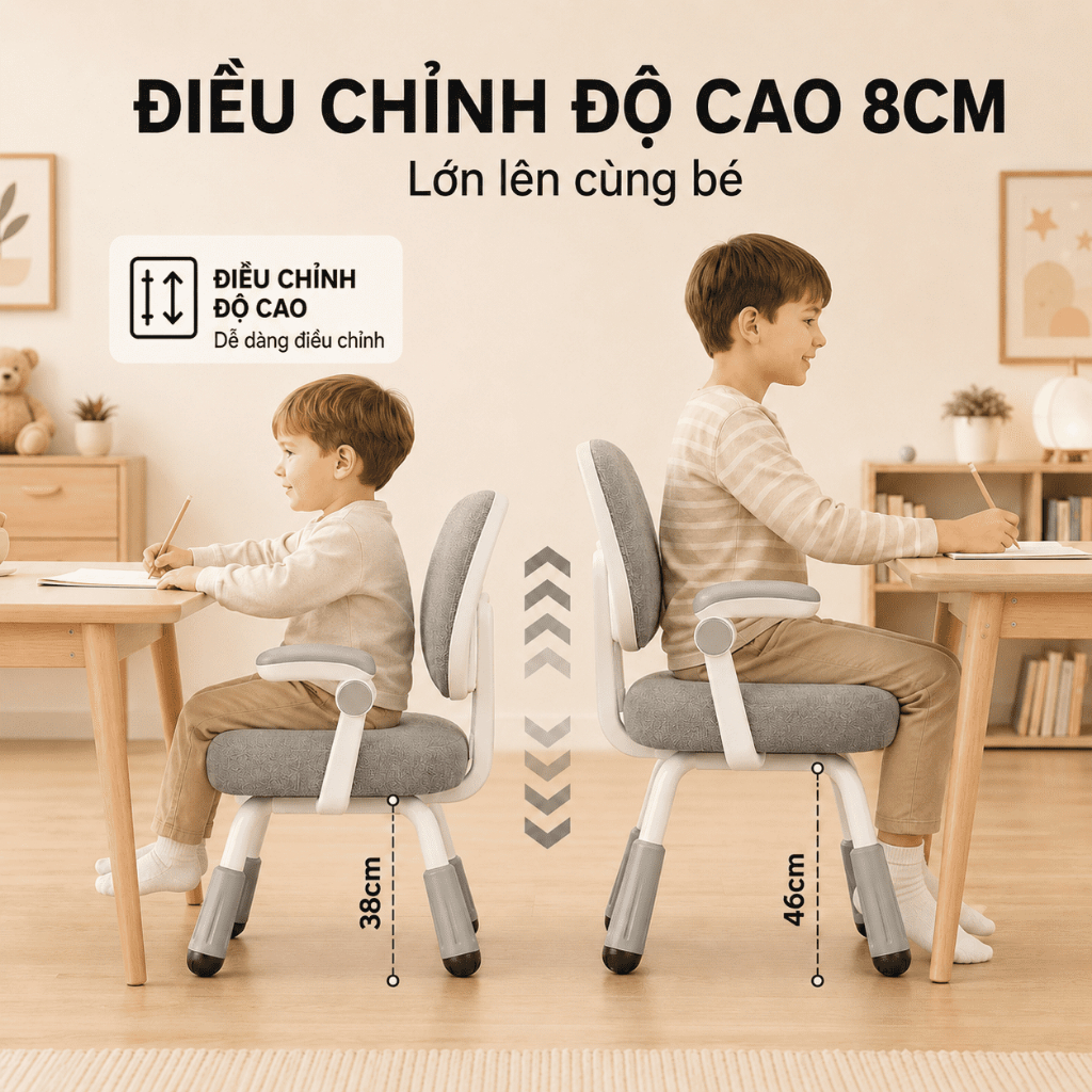 Ghế Học Sinh Chống Gù Cho Bé Ghế Ngồi Học Trẻ Em Bảo Vệ Cột Sống Điều Chỉnh Độ Cao Đệm Êm 4 Chân Chắc Chắn | BigBuy360 - bigbuy360.vn