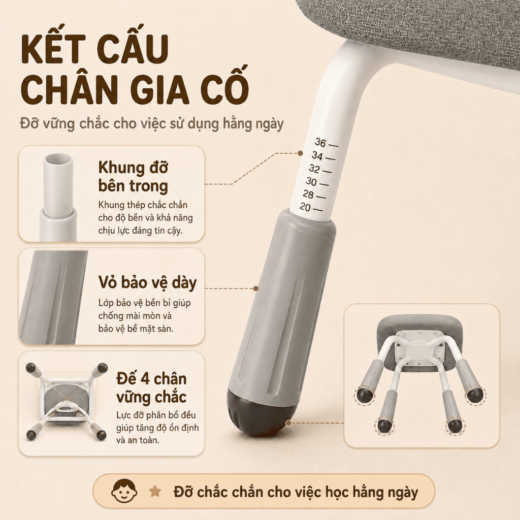 Ghế Học Sinh Chống Gù Cho Bé Ghế Ngồi Học Trẻ Em Bảo Vệ Cột Sống Điều Chỉnh Độ Cao Đệm Êm 4 Chân Chắc Chắn | BigBuy360 - bigbuy360.vn