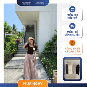 Chân Váy Maxi Dài Xếp Ly Cạp Chun Nữ Tính Thanh Lịch Dễ Phối Đồ - HuyenChangBoutique