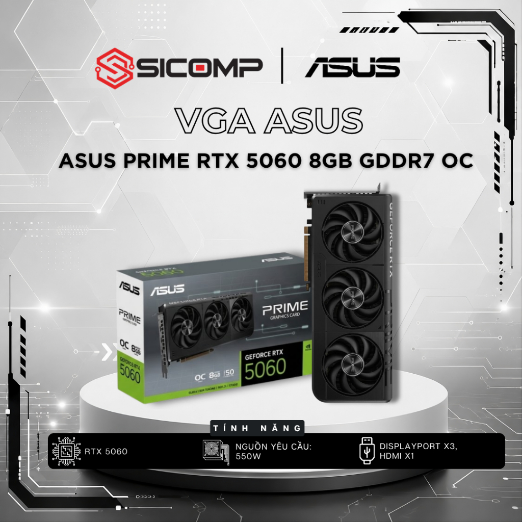 [FULL VAT] VGA ASUS Dual RTX 5060 8GB GDDR7 OC, CHÍNH HÃNG, BH 3Y | BigBuy360 - bigbuy360.vn