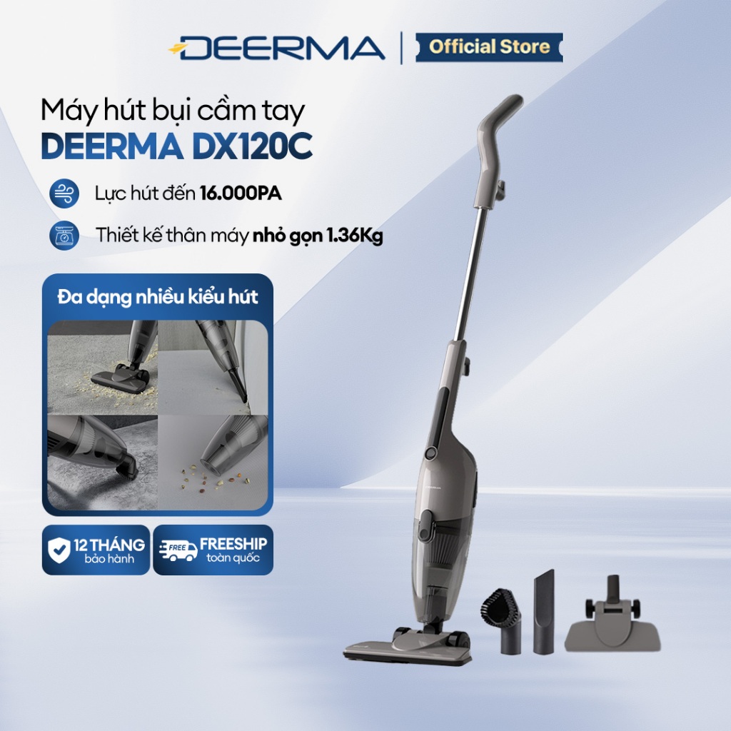 Máy hút bụi cầm tay Deerma DX120C đen lực hút 16000pa, công suất 600W phiên bản mới 2025 - Bảo hành 12 tháng