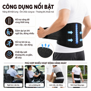 Đai Lưng Cột Sống ECOFIT, Hỗ Trợ Điều Trị Thoái Hóa Cột Sống, Thoát Vị Đĩa Đệm, Đau Thần Kinh Tọa