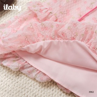 Váy bé gái ILABY HCM chất liệu tơ mềm mại, dáng xòe phối cổ sen đính nơ dễ thương [3962]