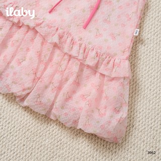 Váy bé gái ILABY HCM chất liệu tơ mềm mại, dáng xòe phối cổ sen đính nơ dễ thương [3962]