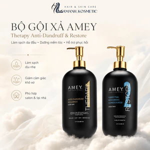 Cặp Dầu Gội Xả AMEY Therapy Restore 800ml/Chai | Hỗ Trợ Sạch Gàu, Giảm Ngứa, Tóc Mềm Mượt.