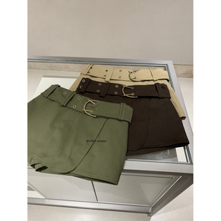 𝐩𝐡𝐢𝐞𝐧 𝐖𝐆𝐖𝐄 | (Sẵn) w9534 Chân Váy Kaki Ngắn Có Quần Trong Cạp Thấp Kèm Đai