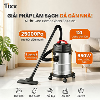 TIXX Máy hút bụi thùng 12L khô ướt gọn nhẹ dễ cất một máy dùng cho căn hộ nhỏ