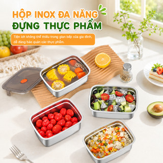 Hộp Đựng Thực Phẩm Inox Đa Năng, Hộp Đựng Đồ Ăn Thông Minh Nhiều Kích Thước (1200ml/1500ml), Chống Rò Rỉ, Bền Bỉ