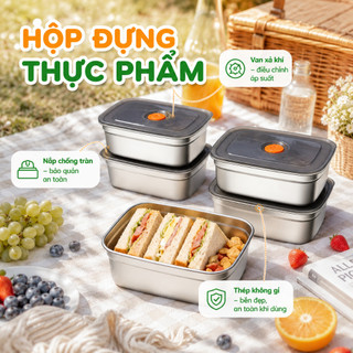 Hộp Đựng Thực Phẩm Inox Đa Năng, Hộp Đựng Đồ Ăn Thông Minh Nhiều Kích Thước (1200ml/1500ml), Chống Rò Rỉ, Bền Bỉ