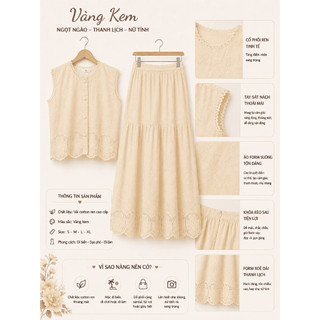 ​HB - Set Bộ Váy Cotton Ren Áo Sát Nách Kèm Chân Váy Dài Đi Biển Dạo Phố S151