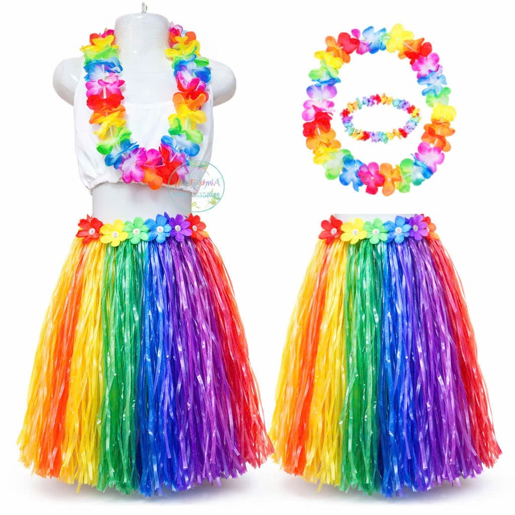 Bộ Váy Tua Rua Hawaii Cho Bé - Trang Phục Tái Chế Từ Dây Nylon - Biểu Diễn Văn Nghệ Thời Trang