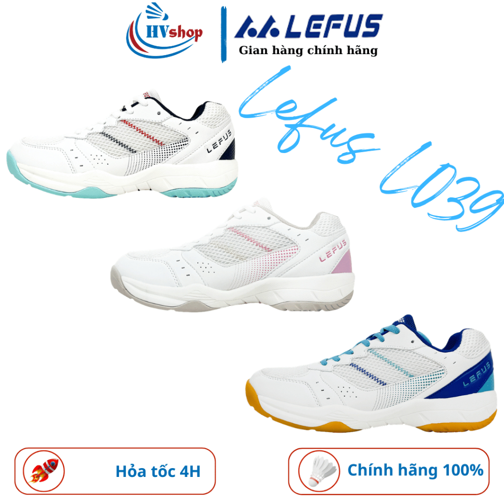 Giày cầu lông Lefus L039 chính hãng, màu trắng chủ đạo, thiết kế nhiều lỗ thoáng khí - HVShop