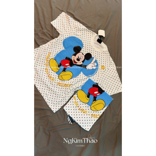 [ẢNH CHÍNH CHỦ] Áo Thun Chuột Mickey Blue Chấm Bi 2 Mặt 𝐛𝐲 𝐍𝐠𝐮𝐲𝐞𝐧𝐤𝐢𝐦𝐭𝐡𝐚𝐨