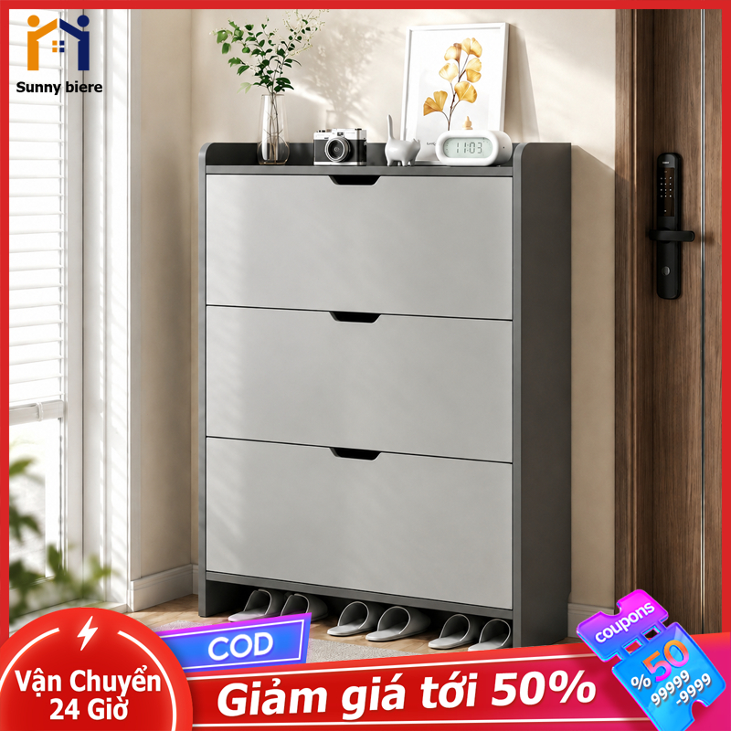 Tủ giày thông minh cánh lật 3 tầng Gọn cho lối vào căn hộ Tiết kiệm diện tích nhà nhỏ 𝙎𝙐𝙉𝙉𝙔 𝘽𝙄𝙀𝙍𝙀