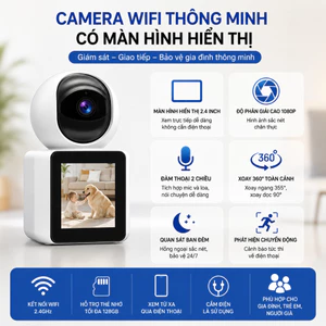 Camera Wifi Có Màn Hình 1080P|Xoay 360°|Đàm Thoại 2 Chiều|Quan Sát Ban Đêm|Hỗ Trợ Thẻ Nhớ 512GB