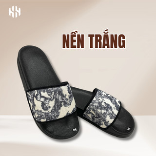 [SALE 7.7 GIẢM 30K] Dép Quai Ngang Nam Nữ Họa Tiết Loang Đế PU Chống Trượt, Quai Da In 4D Viền Vải Chắc Chắn