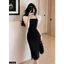 Đầm ôm umi phối tay tơ cổ vuông A2096
