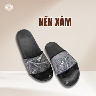[SALE 7.7 GIẢM 30K] Dép Quai Ngang Nam Nữ Họa Tiết Loang Đế PU Chống Trượt, Quai Da In 4D Viền Vải Chắc Chắn