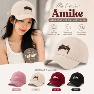 Mũ Lưỡi Trai Nam Nữ Unisex Amike Thêu Chữ Nổi, Mũ Baseball Cotton Cao Cấp, Chống Nắng Thời Trang Hàn Quốc