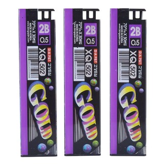 Hộp 12 tép Ruột chì bấm D.A P&T XQ GOLD 502 0.5mm 2B nét đậm mượt dùng cho bút chì kim