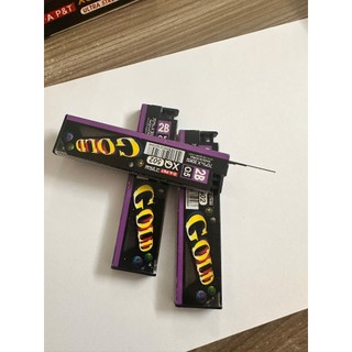 Hộp 12 tép Ruột chì bấm D.A P&T XQ GOLD 502 0.5mm 2B nét đậm mượt dùng cho bút chì kim