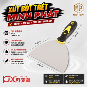 Cây Xút Bột Trét Tường Inox 201 Minh Phát 15cm Tay Cầm Nhựa