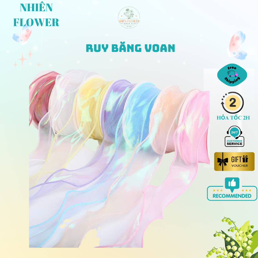 Cuộn Ruy BăngVoan 4Cm Galaxy, Chuyên Dụng Gói Bó Hoa, Giỏ Quà, Trang Trí Quà Tặng, Làm Handmade
