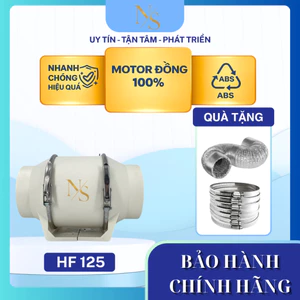 Quạt thông gió hút mùi cấp khí tươi HF 125 40W tặng kèm 2m ống bạc + 1 đai siết